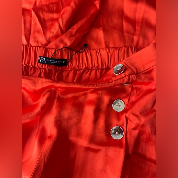 Zara satin effect wide leg cropped pants. NWT - Picture 4 of 4